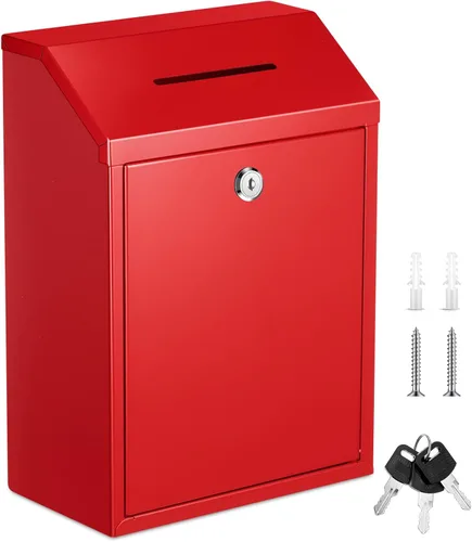 Vista 9 de Yaocom Caja de Recolectión de Donaciones de Efectivo de Metal Caja de Sugerencias Segura con Cerradura Montada en la Pared Buzón de Entrega