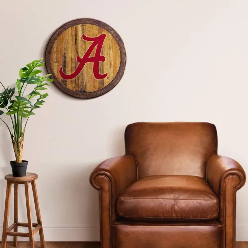 Vista 5 de The Fan Brands NCAA Alabama Crimson Tide: "Faux" - Letrero de barra del equipo deportivo, decoración para el hogar, dormitorio, garaje, oficina
