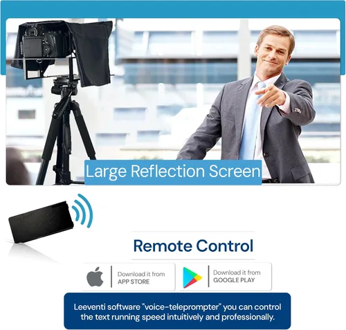 Vista 5 de Teleprompter 4.0 12" Compatible con iPad, tableta, smartphone y cámara DSLR, control remoto o aplicación, compatible con Android e iOS, ideal