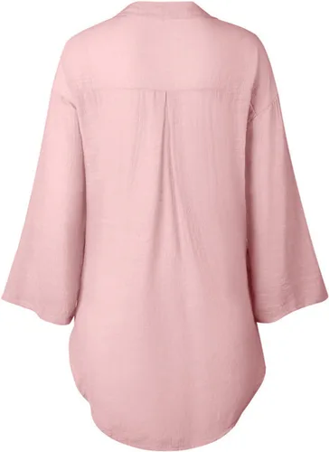 Vista 74 de Camisas de manga larga con botones para mujer, asimétricas, casuales, con cordones, túnica de gran