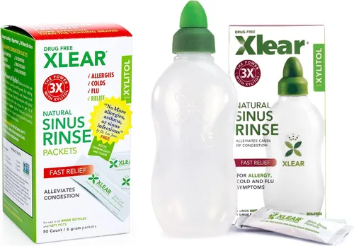 Vista 7 de Sistema de irrigación nasal Xlear con xilitol natural con 6 paquetes de solución salina y 1 botella para enjuague sinusal - Limpiador nasal