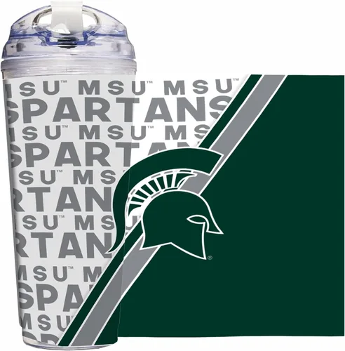 Vista 65 de Rico Industries Taza acrílica NCAA estándar de 24 onzas con tapa con bisagra, taza de doble pared oficialmente licenciada con pajita
