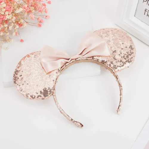 Vista 3 de Diadema de orejas de ratón, 2 diademas de orejas de Minnie con lentejuelas con purpurina para fiesta de princesa, cosplay, disfraz para la cabeza