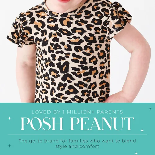 Vista 28 de Posh Peanut Mameluco de manga casquillo con volantes para bebé, ropa para niñas recién nacidas, pijama de una pieza para niños, viscosa suave