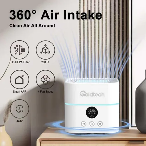 Vista 4 de Purificador de aire y humidificador combinado para dormitorio de hasta 200 pies cuadrados, purificadores de aire de escritorio H13 con filtro HEPA