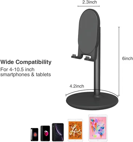 Vista 5 de Bright Stone - Soporte para teléfono de escritorio, soporte ajustable para teléfono de escritorio, compatible con Negro