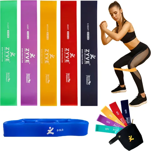 Vista 9 de Juego de 5 bandas de resistencia para mujeres y hombres, bandas de goma natural resistentes de 12 pulgadas para piernas, glúteos, entrenamiento