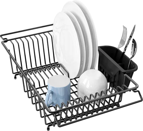 Vista 6 de Escurridor de platos Simple Houseware sobre el fregadero, de acero inoxidable, para encimera, cromado