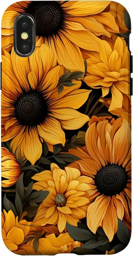 Vista 4 de iPhone 14 Flores de girasol hermoso floral amarillo patrón patrón caso