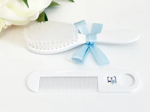 Vista 2 de Regalo personalizado para bebé: juego de cepillo y peine para bebé, adecuado para edades de 0 a 3 años, regalo para recién nacido, regalo para bebé