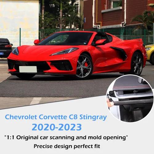 Vista 6 de CHEAYAR Cubierta de tablero de control compatible con Chevrolet Corvette C8 Stingray 2020-2023, cubierta de tira de tablero de consola ABS