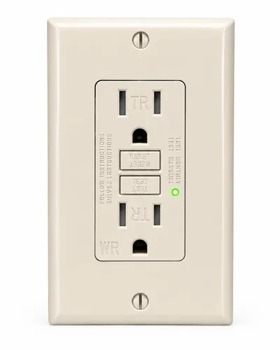 Vista 16 de GFCI Outlet 15A Receptáculo dúplex decorativo resistente a manipulaciones con indicador LED, interruptor de circuito de falla a tierra, protección