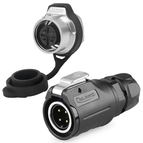 Vista 16 de CNLINKO Conector de cable eléctrico para exteriores M16 de 2 pines, resistente a la vibración IP67/IP65, para panel de enchufe industrial