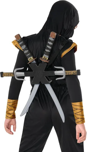 Vista 5 de Morph Disfraz de ninja de lujo para niños, juego de espadas de juguete ninja con accesorios