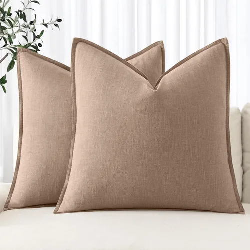 Vista 42 de MIULEE - Juego de 2 fundas de almohada decorativas de lino, estilo bohemio, rústico, neutral, para sofá, cama, 16 x 16 pulgadas, color marrón