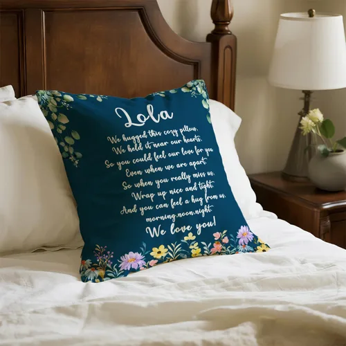 Vista 4 de Lola - Fundas de almohada, regalos conmovedores para la abuela Lola, almohada de cojín floral acogedora para abuelo, 18 x 18 pulgadas