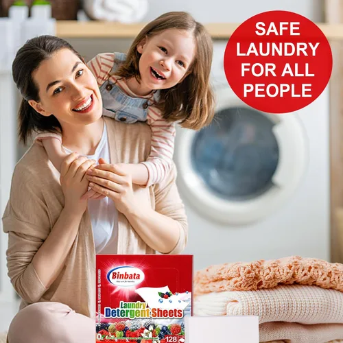 Vista 7 de Hojas de detergente para ropa Binbata, hasta 128 cargas con aroma a bayas, hipoalergénicas, ecológicas, biodegradables, sin plástico, sin líquido