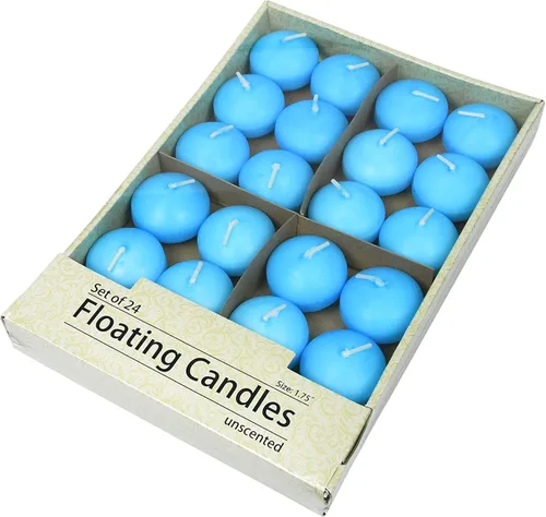 Vista 8 de Zest Candle Velas flotantes de 24 piezas, 1.75 pulgadas, azul claro