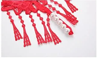 Vista 3 de Tangas de encaje sexy con borlas de perlas para mujer, ropa interior de tiro bajo con espalda en T