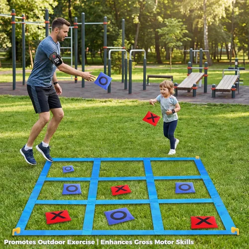 Vista 8 de CWLAKON Juego de Lanzamiento de Pufs Gigante al Aire Libre Tic Tac Toe para Niños, Adultos y Familia, Gran Juego de Patio al Aire Libre para Césped