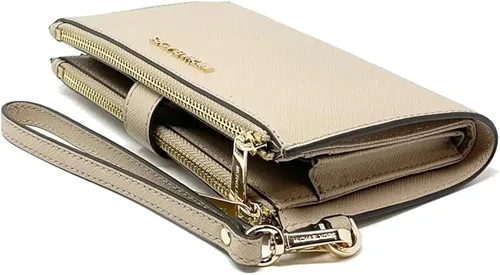 Vista 3 de Michael Michael Kors Jet Set - Pulsera de cuero con doble cremallera color dorado y bisque Bisqué Beige
