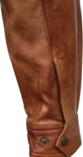 Vista 2 de Chaqueta de cuero de color sólido para hombre Cafe Racer estilo motocicleta Chaqueta de cuero marrón para motocicleta ajustada para hombre