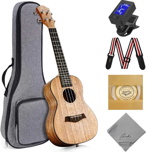 Vista 18 de Ranch - Ukulele profesional, de madera, kit de ukelele con 12 lecciones en línea gratis 15% Longer Sustain, Warmer Woodier Tone, Sapele &
