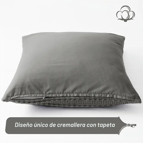 Vista 4 de PHF Fundas de almohada 100% algodón con tejido de gofre de 24 x 24 pulgadas, paquete de 2 fundas cuadradas para decoración elegante del hogar, sin