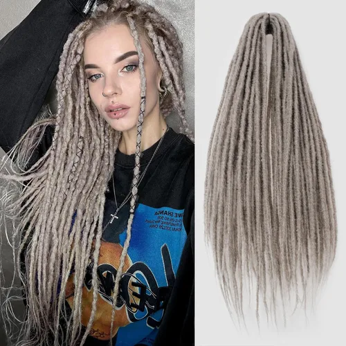 Vista 31 de 20 hebras de 24 pulgadas, extensiones de rastas color burdeos, rastas de cabello de ganchillo para mujer, hechas a mano, suaves, trenzas de cabello