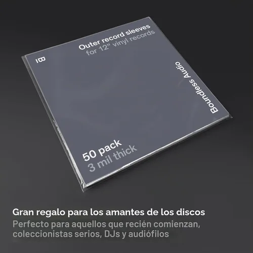 Vista 6 de Boundless Audio Fundas para discos de vinilo - 50 fundas exteriores premium para discos de vinilo - 32,39 cm x 32,39 cm, resistentes, de 3 mil