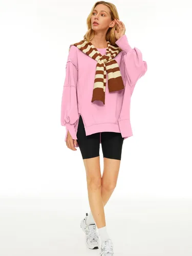 Vista 8 de Trendy Queen Sudaderas de cuello redondo de gran tamaño para mujer, ropa de otoño, a la moda, ropa de invierno Y2K para adolescentes y niñas