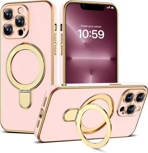 Vista 136 de Funda compatible con iPhone 12 con soporte de anillo magnético invisible [compatible con Mag-Safe] [Protector completo de lente de cámara] Funda