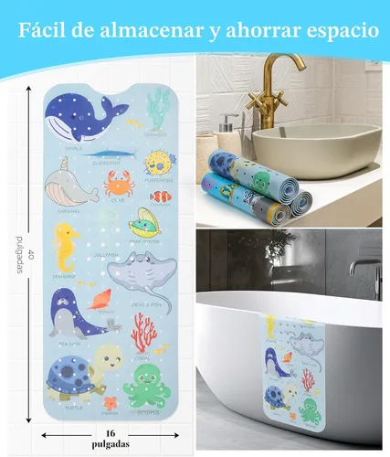 Vista 4 de Secopad Alfombra de Baño para Bañera Antideslizante, Lavable a Máquina, Alfombra Antideslizante de Dibujos Animados para Bañera de Bebé y Ducha