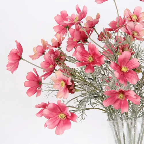 Vista 4 de 2 piezas de plantas de flores artificiales Coreopsis, arreglos de flores de seda, ramos de boda, decoraciones, centros de mesa florales de plástico