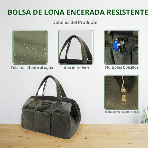 Vista 2 de Bolsa de herramientas de 13 pulgadas, bolsa de herramientas resistente al agua, bolsa de herramientas con asa para herramientas, llaves inglesas