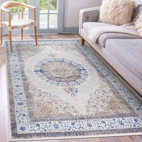 Vista 9 de GLN Rugs Bohemian - Troy - Alfombra de felpilla lavable a máquina, bohemio, lavable, antideslizante, alfombra de área de felpilla de pelo bajo