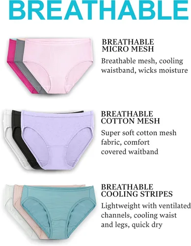 Vista 5 de Fruit of the Loom - Ropa interior transpirable de mujer, talla regular y extragrande