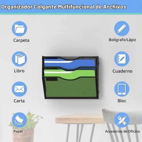 Vista 4 de Kuntine.B - Organizador de archivos de pared para oficina, para colgar revistas, organizador de archivos de pared para oficina y hogar