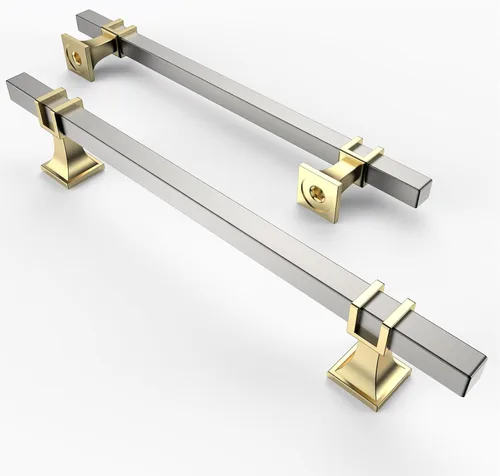 Vista 23 de Asidrama - Paquete de 10 manijas para alacena de 3 pulgadas (76mm) de color negro mate y dorado, tiradores para gabinete, accesorios para gabinete