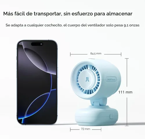 Vista 6 de JISULIFE Ventilador de clip 2026: pequeño y elegante con enfriamiento de 38 Azul