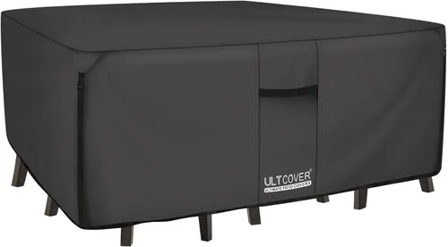 Vista 8 de ULTCOVER Funda cuadrada de lona resistente 600D para mesa y silla de patio, resistente al agua, para muebles de uso general, 54 pulgadas, color negro