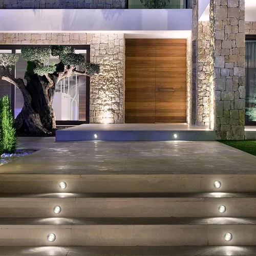Vista 5 de Luces LED de suelo de bajo voltaje de 1 W con conectores de cable, luces de pozo al aire libre impermeables en tierra (12 unidades) para jardín