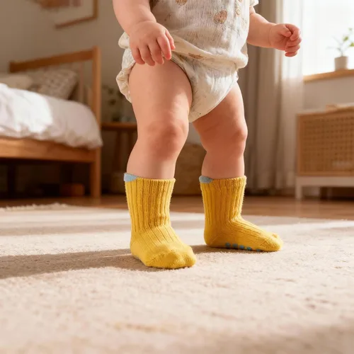 Vista 2 de 8 pares de calcetines de algodón antideslizantes para niños y niñas, recién nacidos, calcetines de algodón con agarres 0-3T