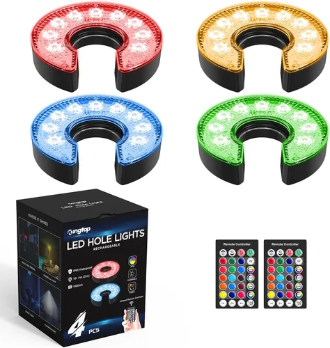 Vista 13 de KINGTOP Luz de hoyo de golf LED recargable - Impermeable, lente de iluminación enfocada, control remoto, perfecta para práctica nocturna de golf
