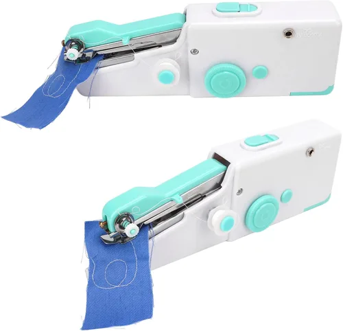 Vista 2 de Jeanoko Mini máquina de coser portátil, máquina de coser de mano, multiusos, máquina de coser portátil inalámbrica para principiantes, niños
