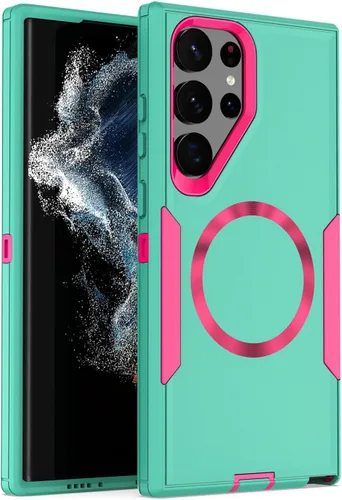 Vista 30 de Funda diseñada para Samsung Galaxy S22 Ultra, magnética, protección contra caídas de servicio pesado, protección de doble capa, compatible