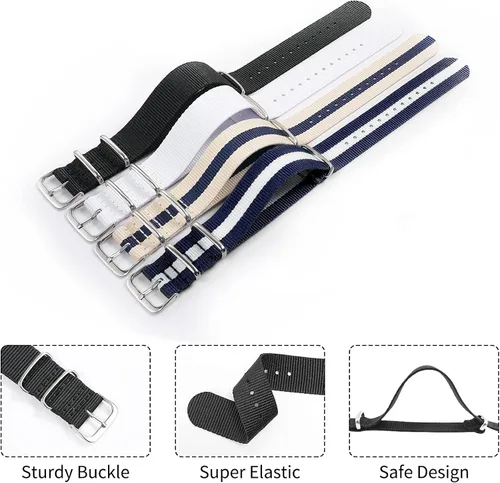 Vista 3 de Ritche - Correas de nailon balísticas militares de 16, 18, 20, 22 y 24 mm.Repuesto de nailon para hombres y mujeres (4 paquetes).