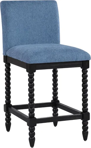 Vista 3 de DUHOME Taburete de mostrador de husillo con asiento acolchado de resorte, taburetes de bar de madera de granja de 26 pulgadas de altura