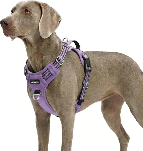 Vista 55 de Funfox Arnés para perro sin tirones, arnés de chaleco ajustable para mascotas, material súper suave con mango vertical, fácil control, paseo