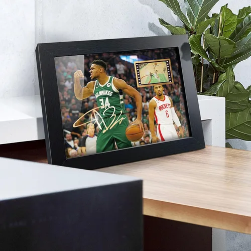 Vista 4 de sufenvera Póster para fanáticos del baloncesto – Impresión firmada de Giannis Antetokounmpo enmarcada mini película fotográfica, gran regalo
